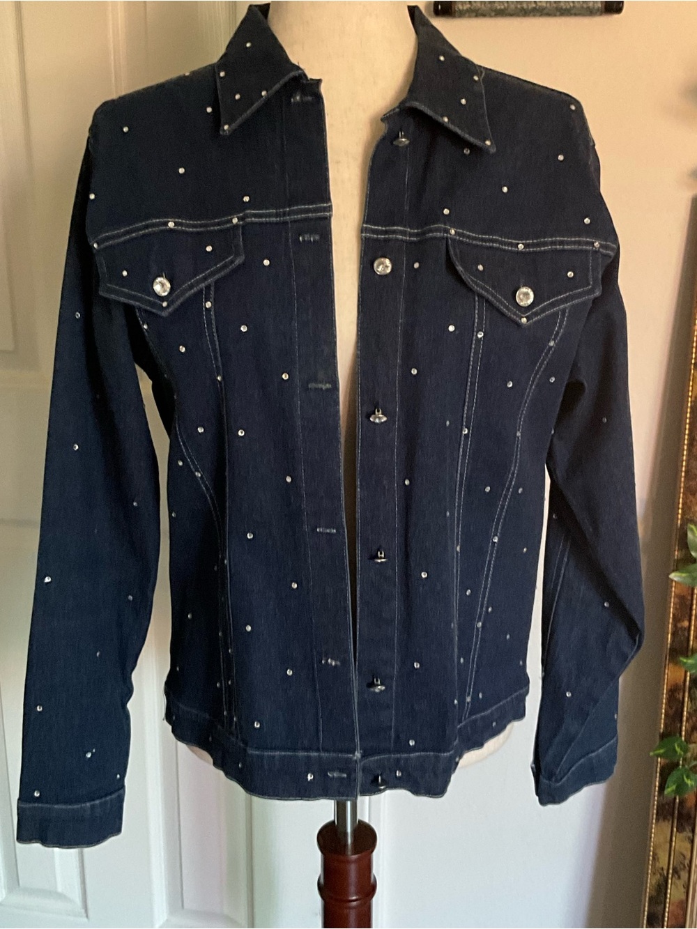 Mi Dark Blue Studded Denim Jacket